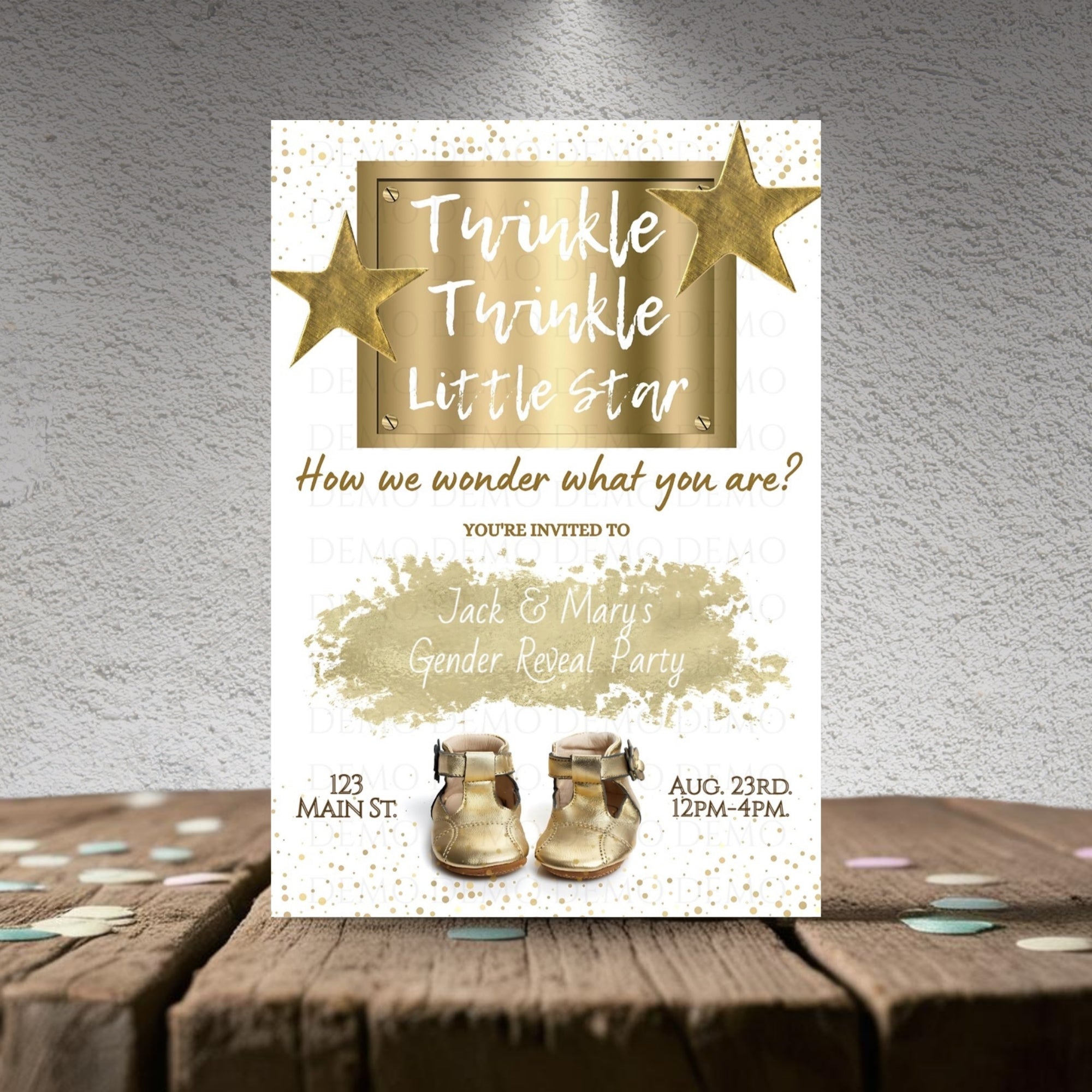 Twinkle Little Star Gender Reveal Personalized Invite
