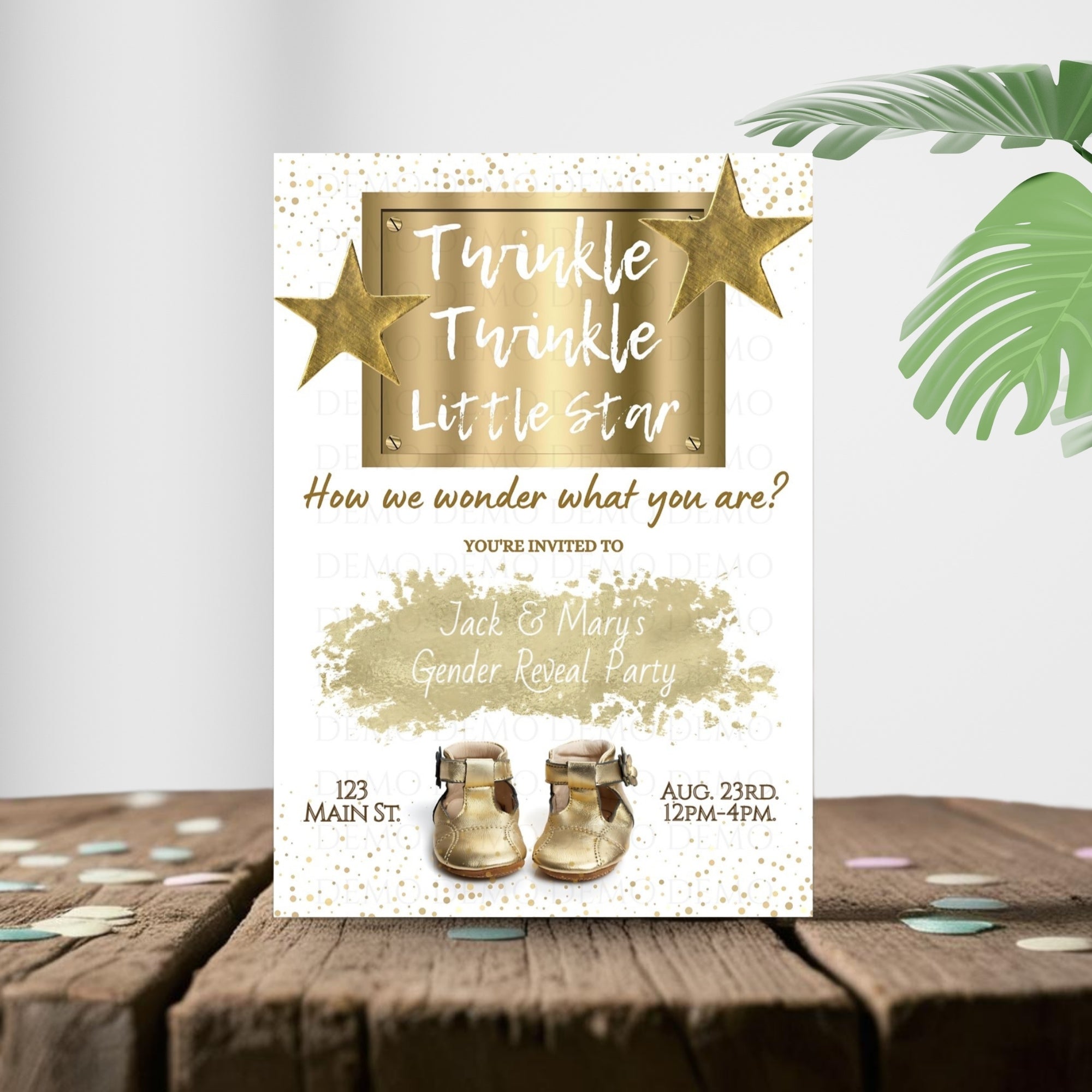Twinkle Little Star Gender Reveal Personalized Invite