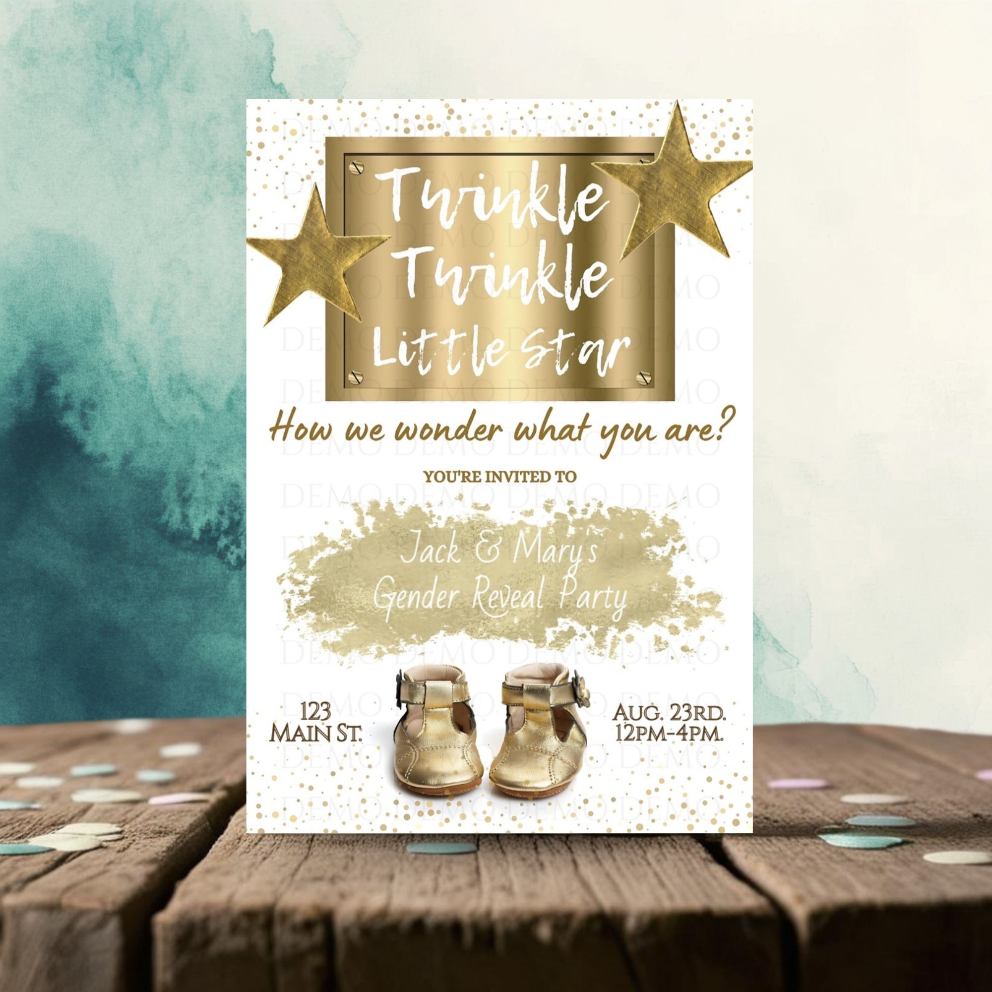 Twinkle Little Star Gender Reveal Personalized Invite