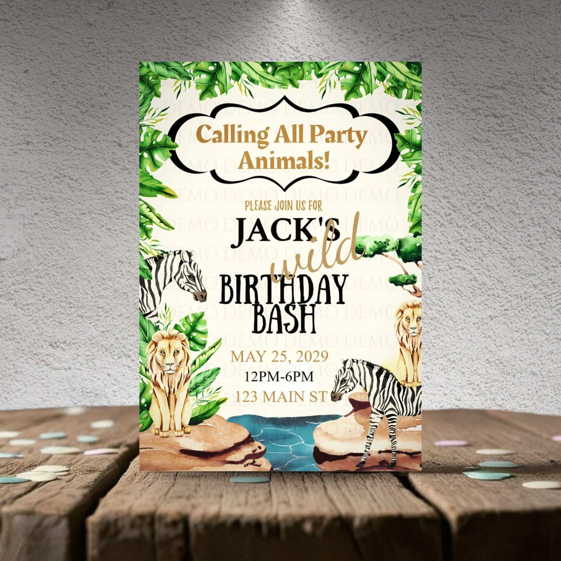Wild Safari Birthday Personalized Invitation