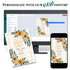 Floral baby shower invitation on a computer screen, phone, and paper.