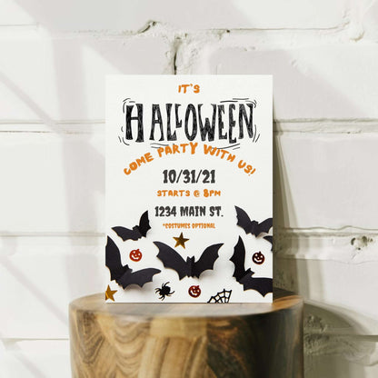Personalized Halloween Bats Invitation