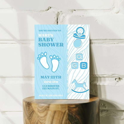 Personalized Baby Footprint Shower Invitation