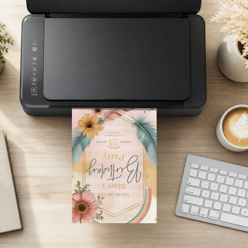 Modern Boho Birthday Invitation Template | Editable Digital Invite