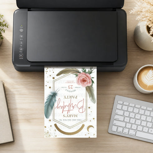 Boho Floral Birthday Invitation Template | Editable Digital Invite