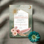 Boho Garden Birthday Invitation – Editable Template with Modern Florals