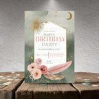 Boho Garden Birthday Invitation – Editable Template with Modern Florals