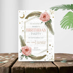 Neutral Boho Birthday Invitation- Editable Minimalist Party Template