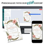 Neutral Boho Birthday Invitation- Editable Minimalist Party Template