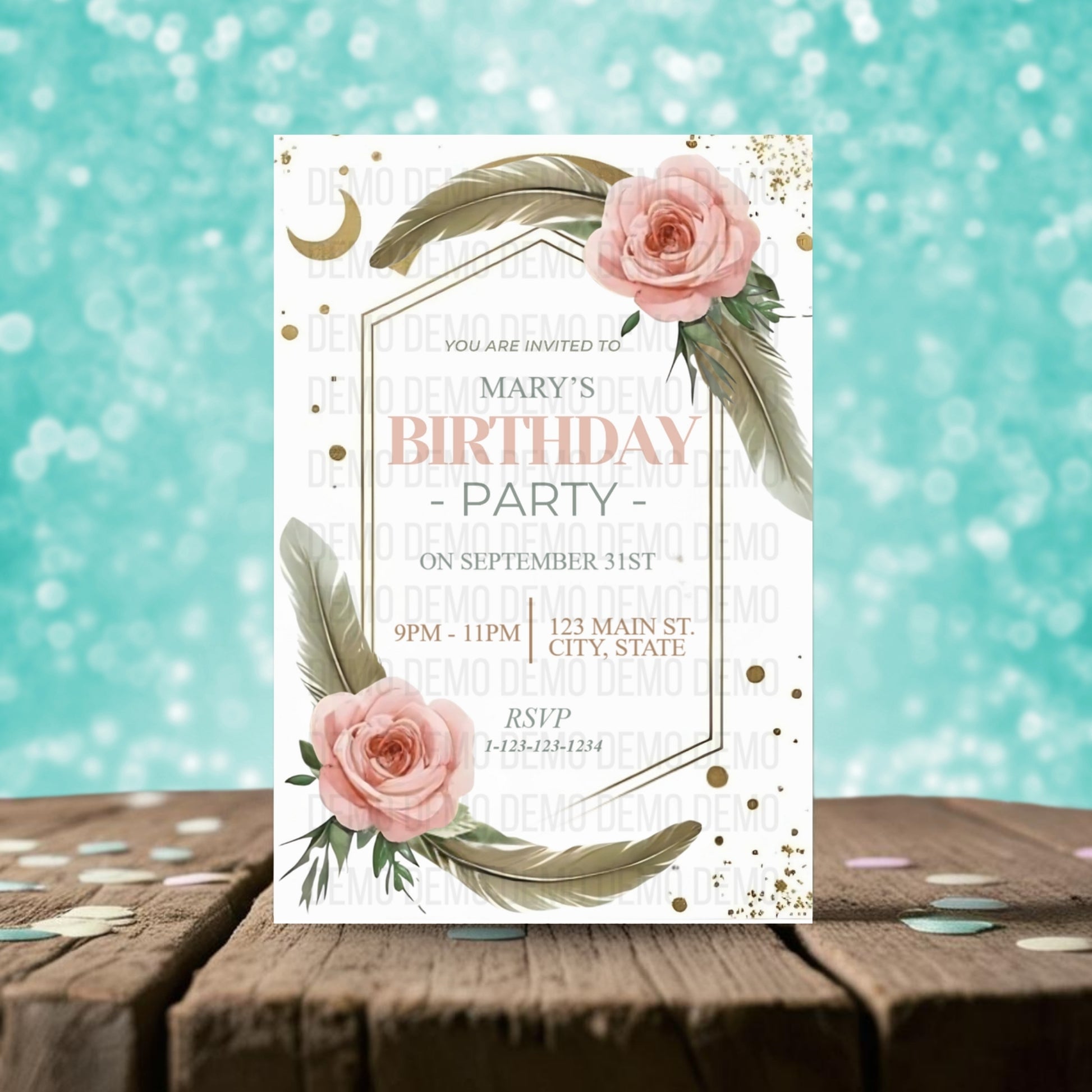 Neutral Boho Birthday Invitation- Editable Minimalist Party Template