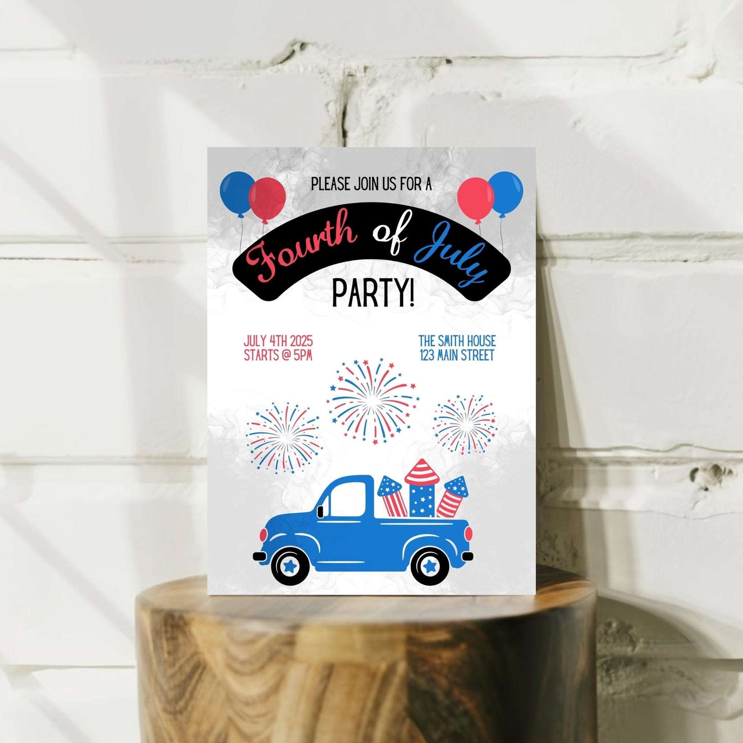 Personalized Fourth of July Invitation | Car