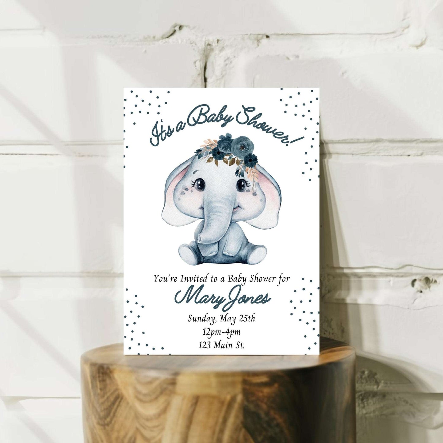 Elephant Boy Baby Shower Personalized Invitation