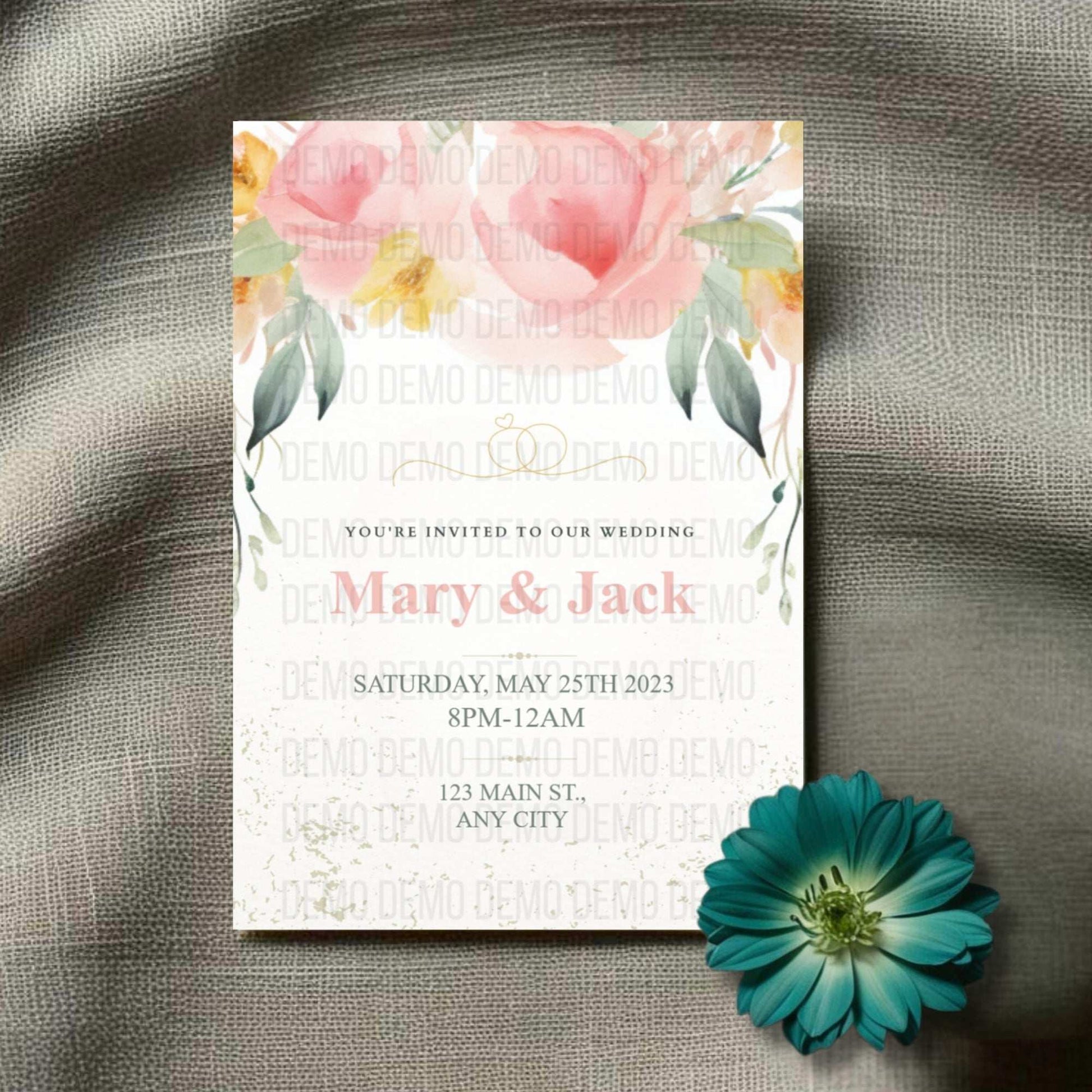 Floral Elegance Wedding Invitation – Editable Romantic Template