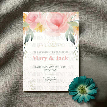 Floral Elegance Wedding Invitation – Editable Romantic Template