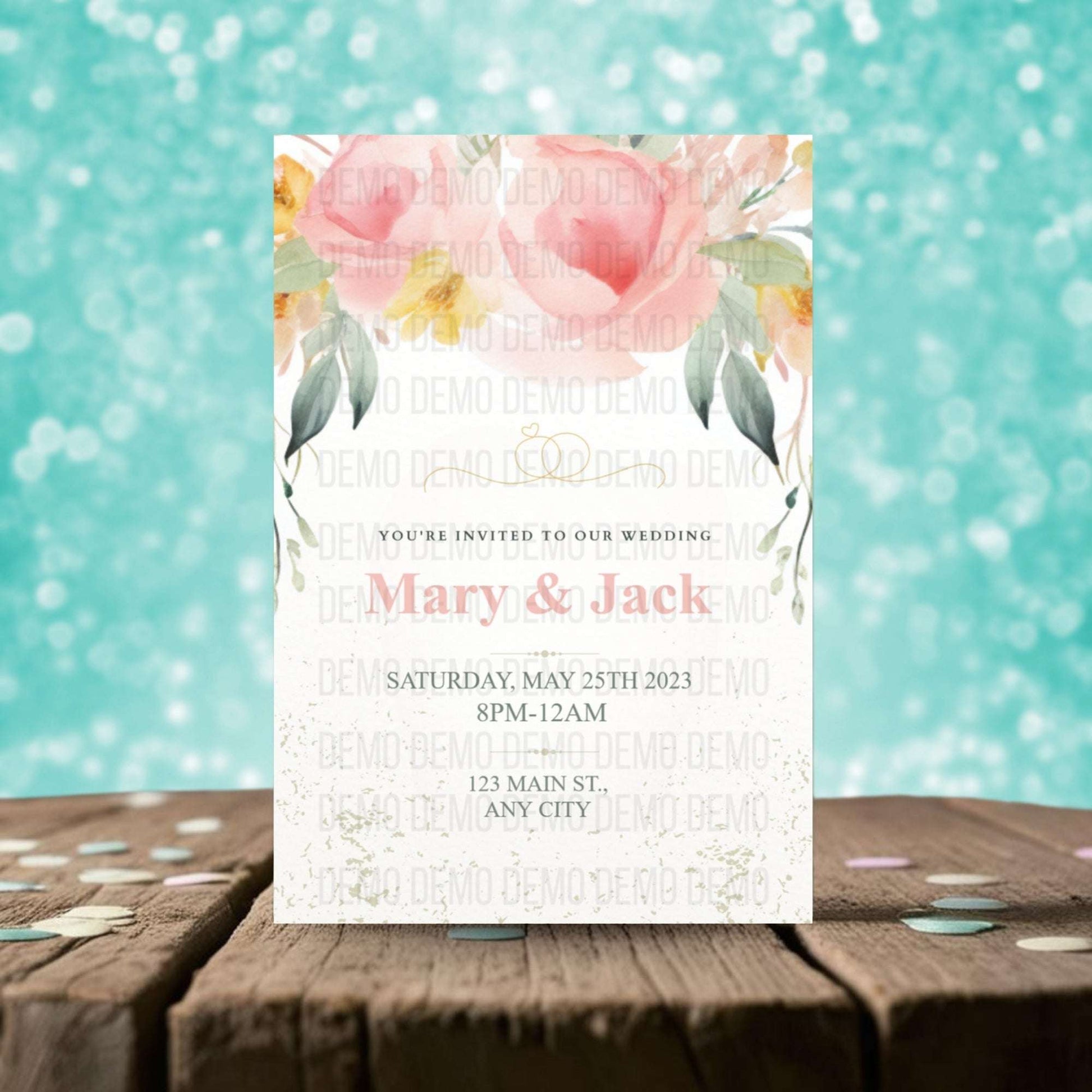 Floral Elegance Wedding Invitation – Editable Romantic Template