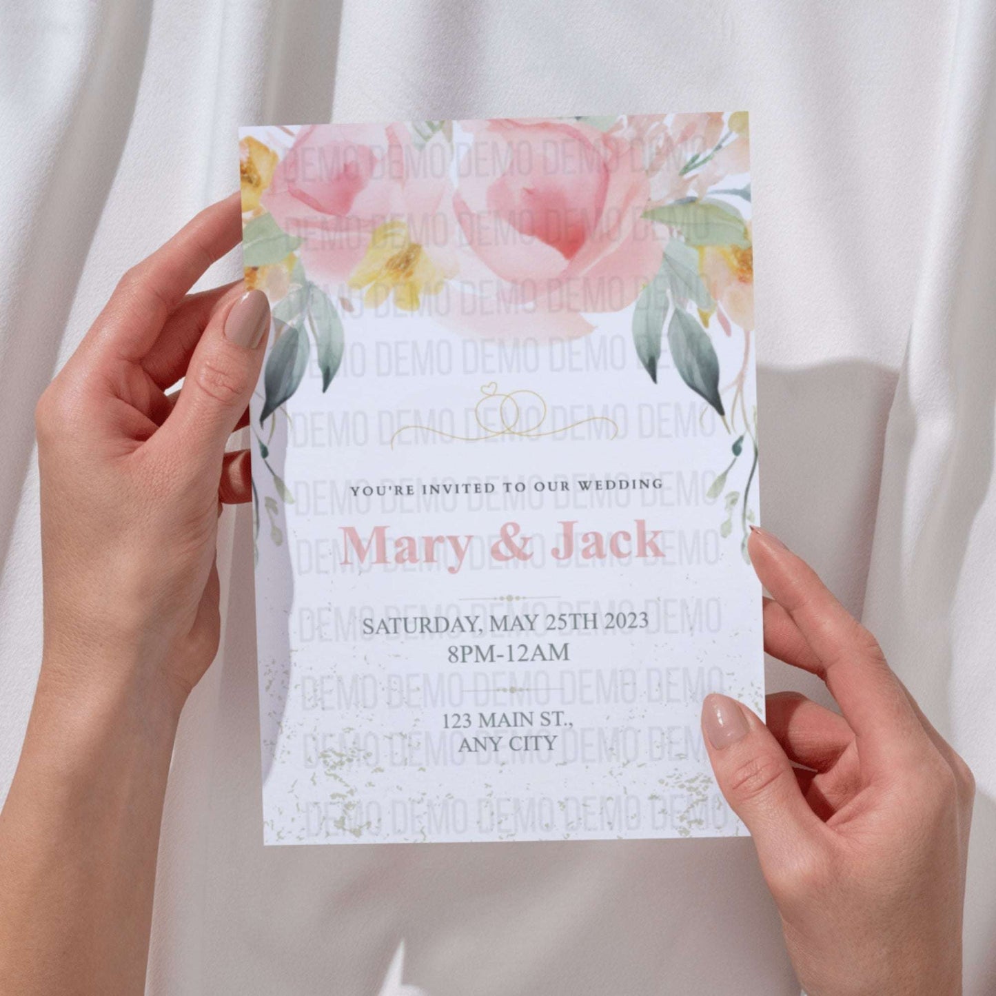 Floral Elegance Wedding Invitation – Editable Romantic Template