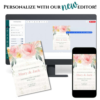 Floral Elegance Wedding Invitation – Editable Romantic Template