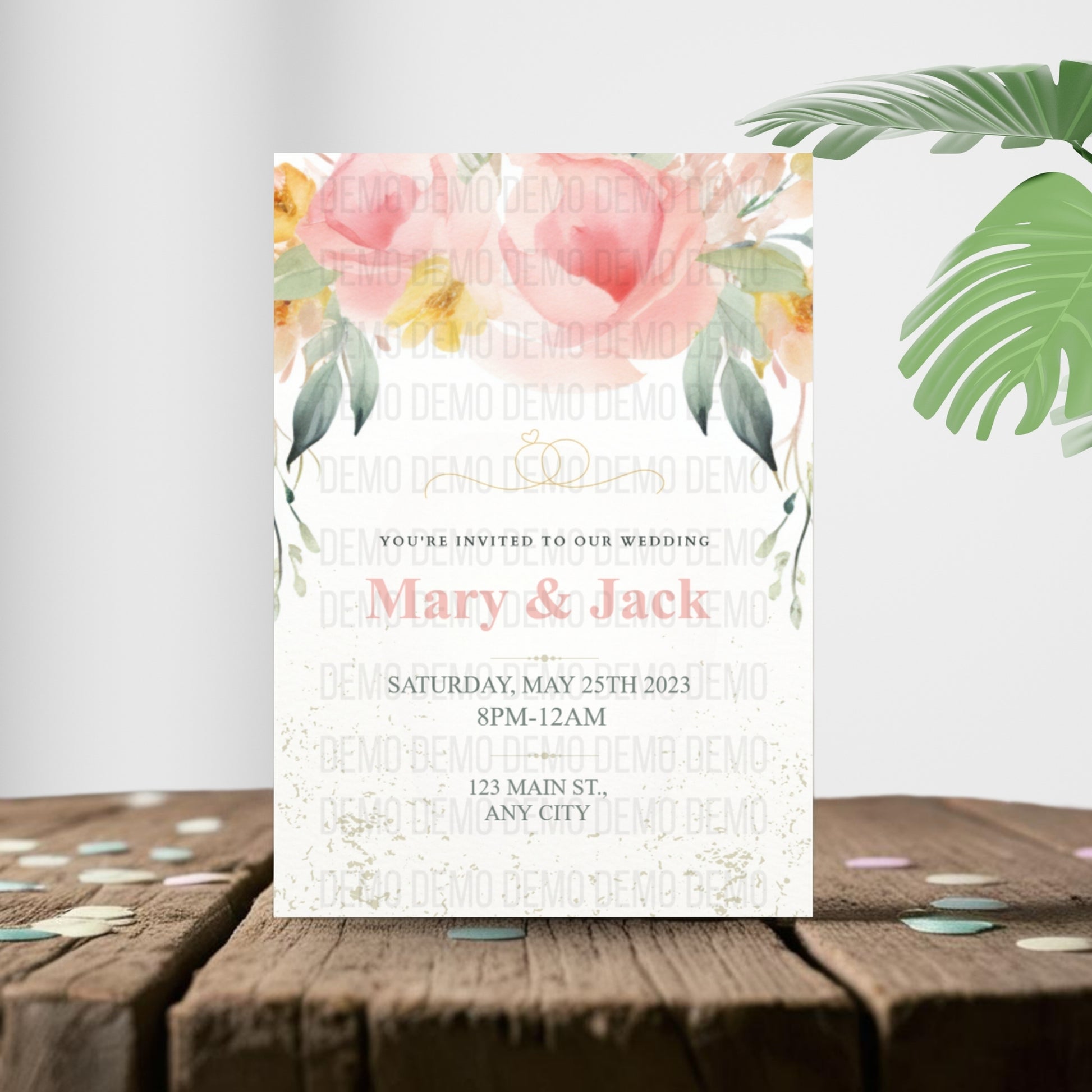 Floral Elegance Wedding Invitation – Editable Romantic Template
