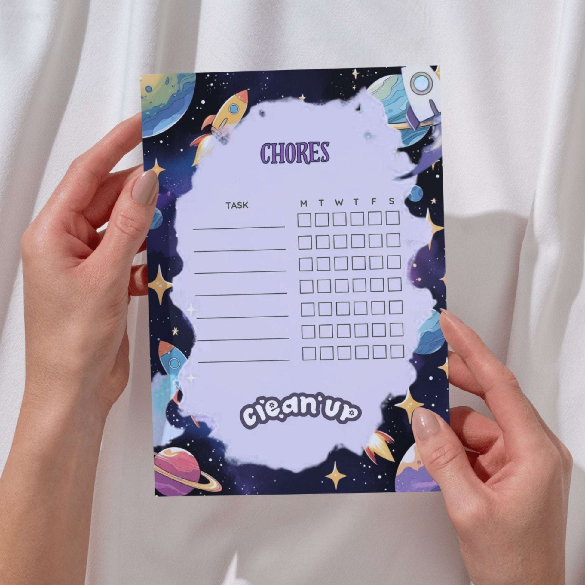 Space Adventure Kids Printable Bundle – Daily Schedule, Chore Chart, Teeth Brushing Tracker & Affirmation Page