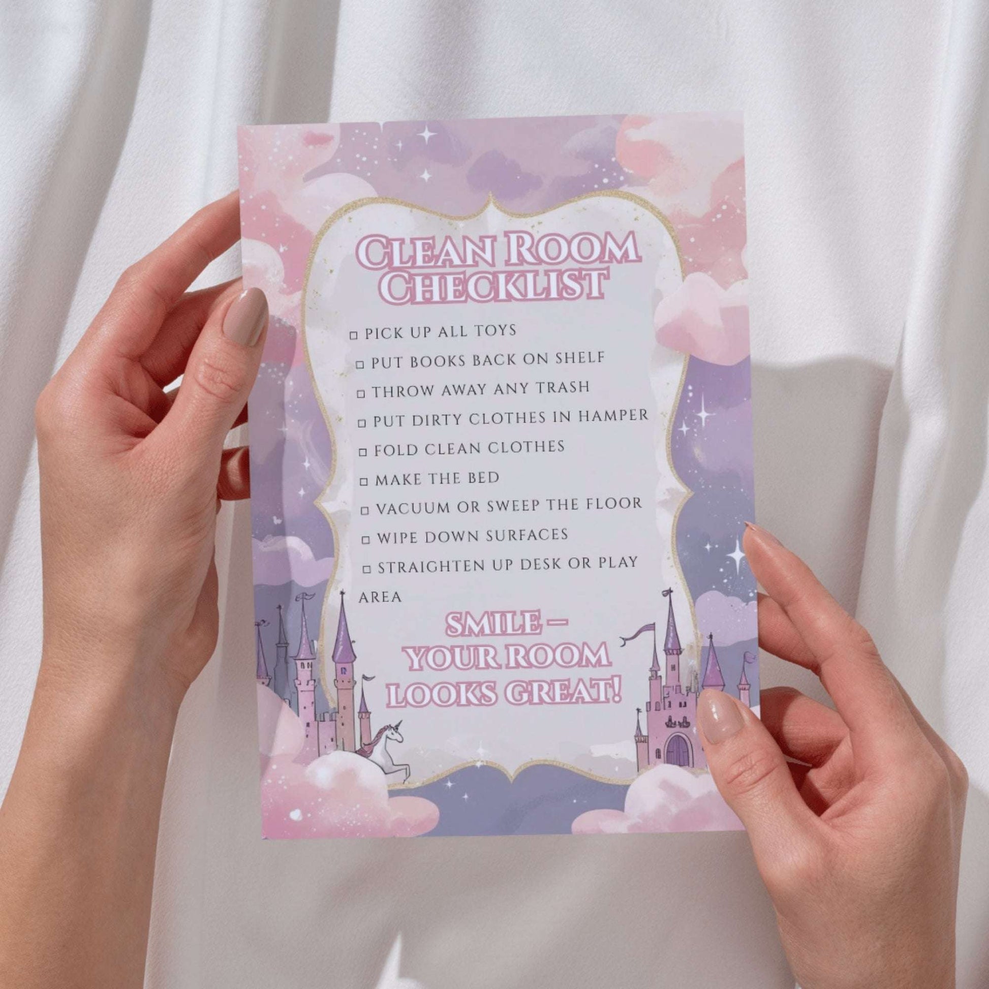 Unicorn Kids Daily Routine Printable Set – 4 Chart Bundle (Editable) | Getting Ready, Daily Planner, Evening Routine, Room Cleaning