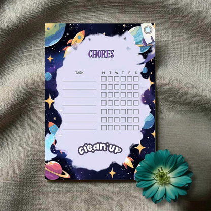 Space Adventure Kids Printable Bundle – Daily Schedule, Chore Chart, Teeth Brushing Tracker & Affirmation Page