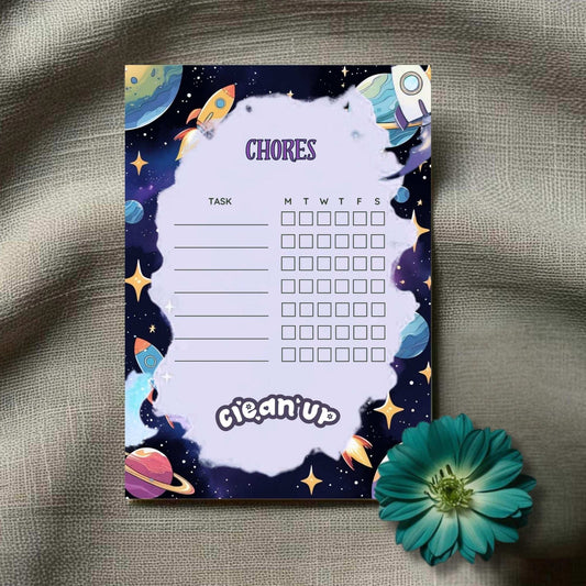 Space Adventure Kids Printable Bundle – Daily Schedule, Chore Chart, Teeth Brushing Tracker & Affirmation Page