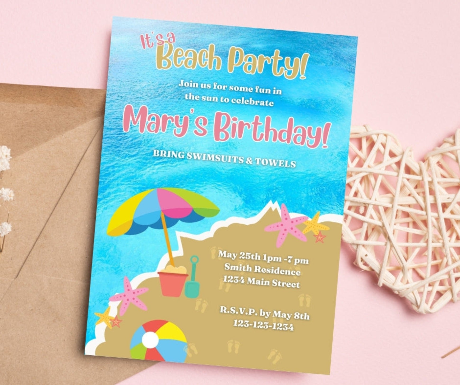 Personalized Beach Birthday Invitation