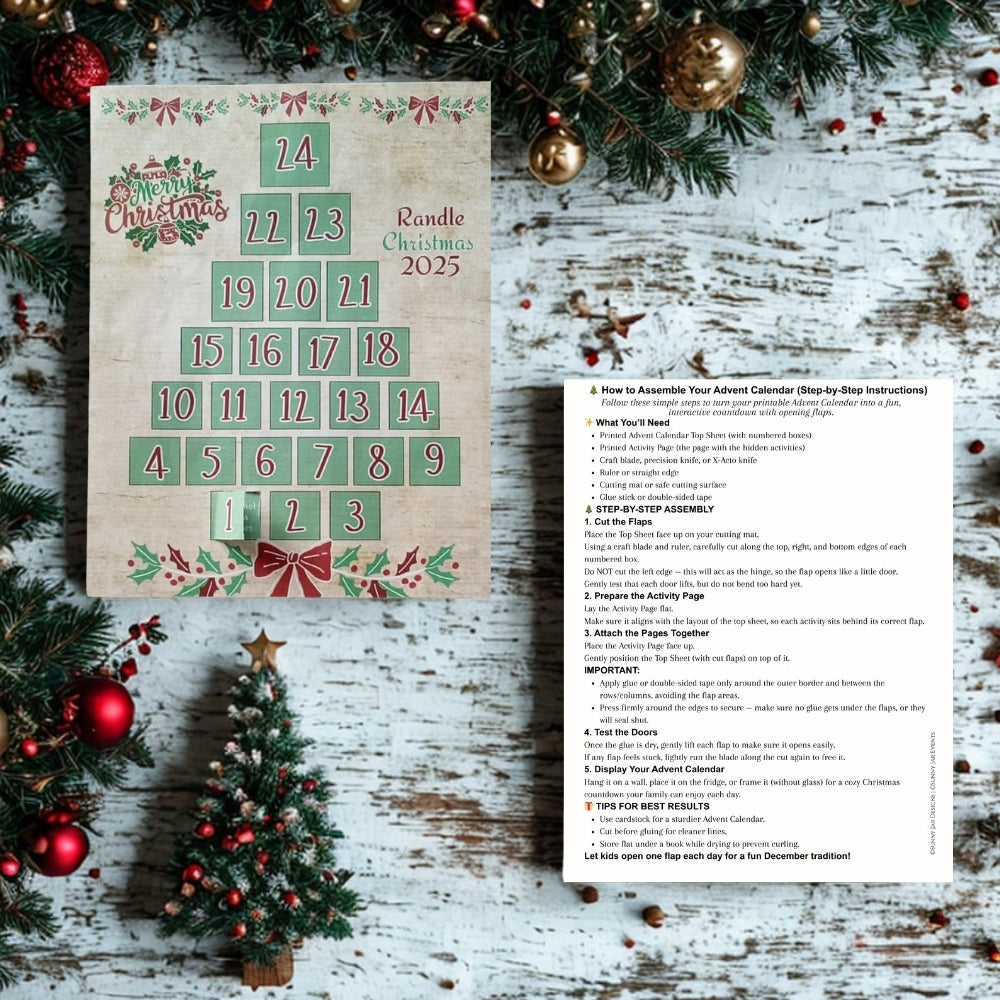Personalized Family Activity Advent Calendar Printable