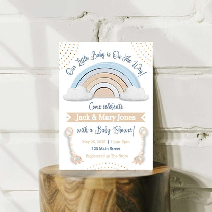 Personalized Rainbow Baby Shower Invitation