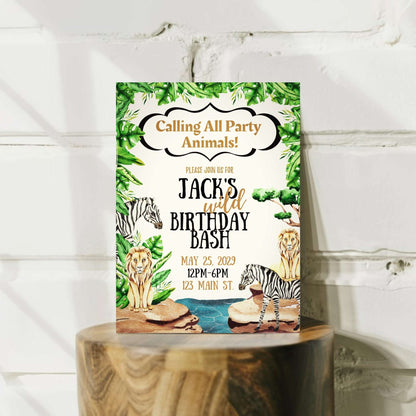 Wild Safari Birthday Personalized Invitation