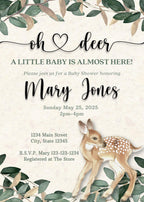 Personalized Deer Baby Shower Invite